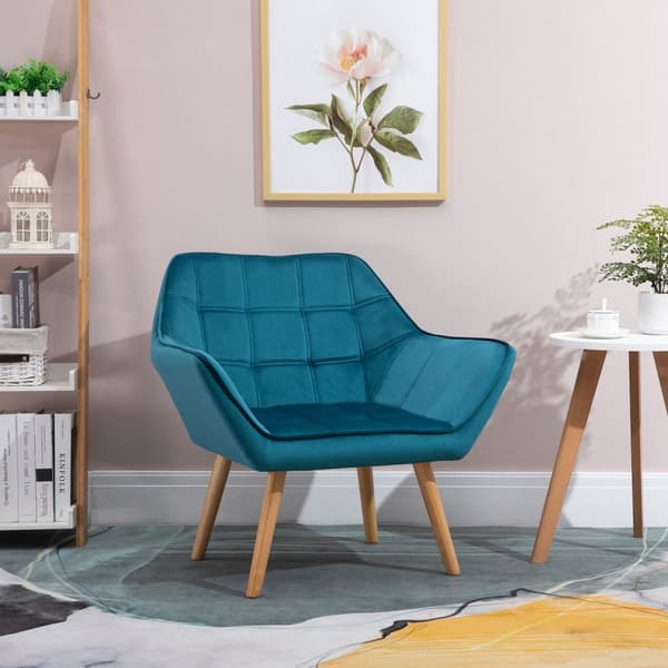 Enkel Lenestol Wing Stol Avslapningsstol, Fløyel, Hevede Ben, Fløyelslignende Polyester, Skandinavisk, Grønn, 64X62X72,5Cm