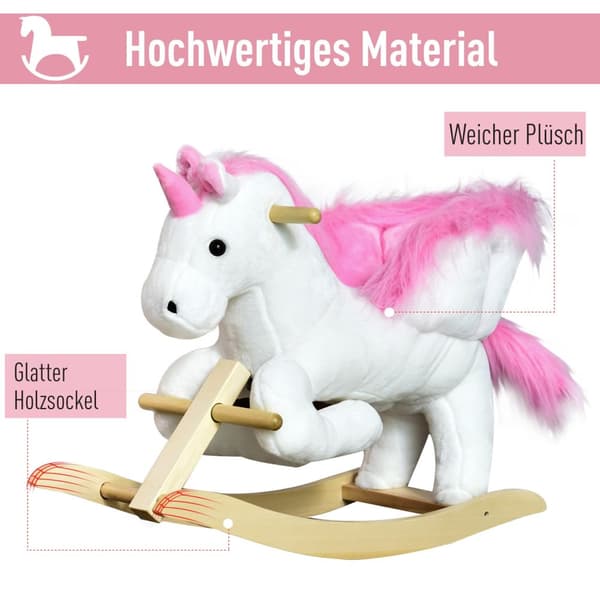 Gyngehest Gyngedyr For Barn, Rosa + Hvit, 65 X 32 X 55 Cm