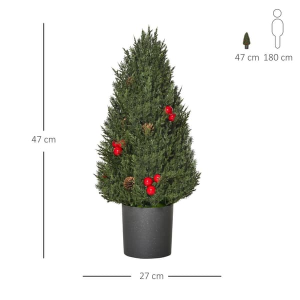 Joulukuusi 50 Cm Joulukuusi Sypressi Joulukuusi 7 Punaisella Marjalla Ja 6 Käpyä Tekokuusi Pvc Pe Vihreä