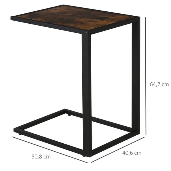 Sivupöytä C-Muotoinen Sohvapöytä Sohvapöytä Seisomapöytä Metalli Mdf Rustiikki Ruskea 40,6 X 50,8 X 64,2 Cm