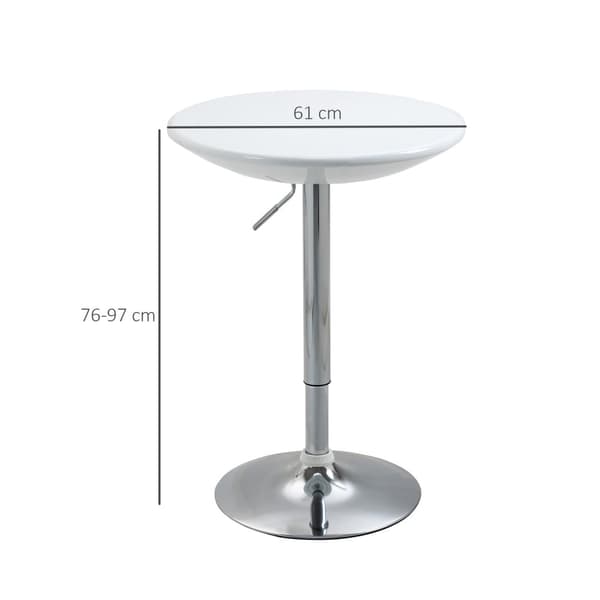 Barbord Moderne Spisebord Skrivebord Høydejustering Metall Abs Maling Hvit Ø61 X 76-97 Cm