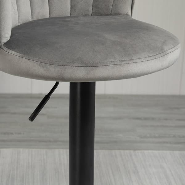 Set Med 2 Barstolar Vridbara Barstolar Med Ryggstöd Sammet Touch Höjdjusterbar Armlös Skum Grå 51,5X 57,5 ​​X 93-114,5 Cm