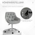 Miniatyrbilde 5 av 10: Direktørstol Kontorstol Høydejusterbar, Polyester, Skum, Metall, Nylon, Grå, 59X58X80-90Cm