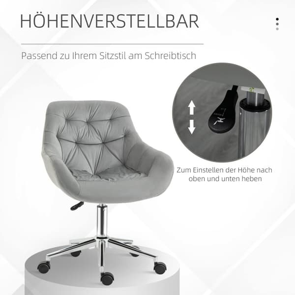 Direktørstol Kontorstol Høydejusterbar, Polyester, Skum, Metall, Nylon, Grå, 59X58X80-90Cm