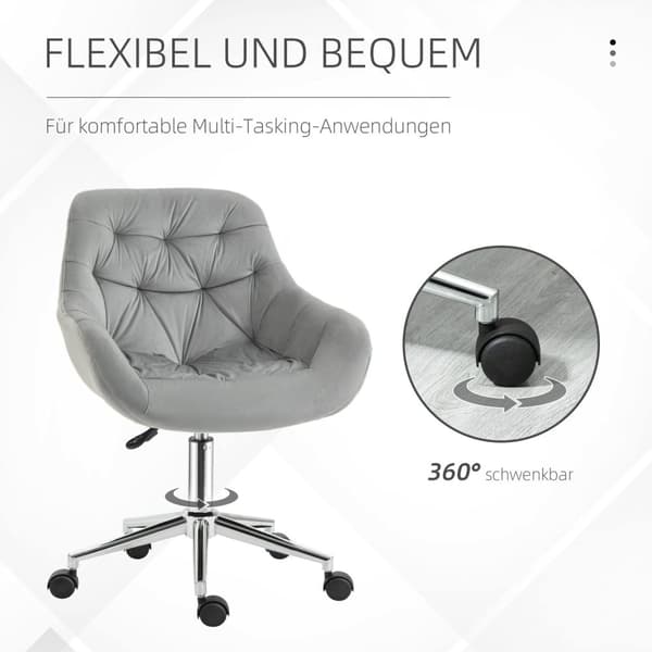 Direktørstol Kontorstol Høydejusterbar, Polyester, Skum, Metall, Nylon, Grå, 59X58X80-90Cm