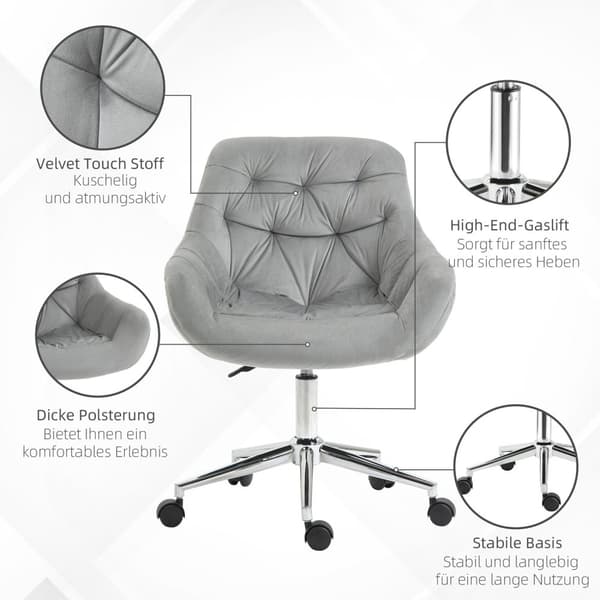 Direktørstol Kontorstol Høydejusterbar, Polyester, Skum, Metall, Nylon, Grå, 59X58X80-90Cm