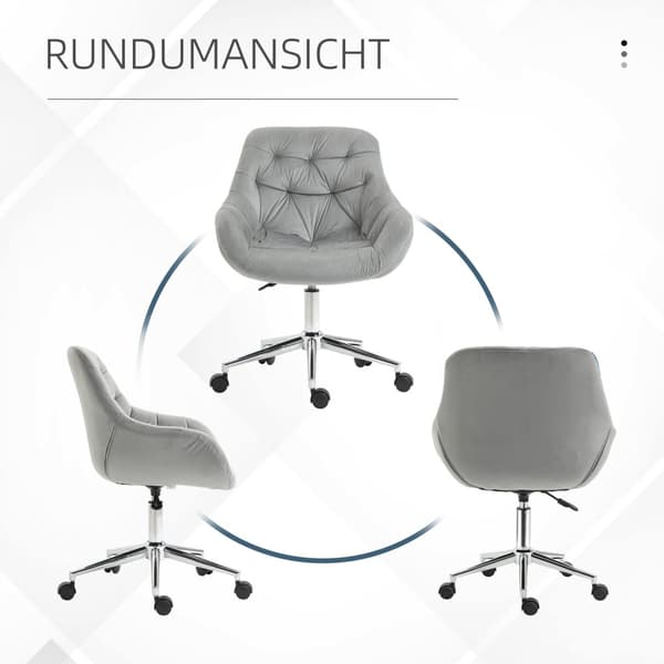Direktørstol Kontorstol Høydejusterbar, Polyester, Skum, Metall, Nylon, Grå, 59X58X80-90Cm