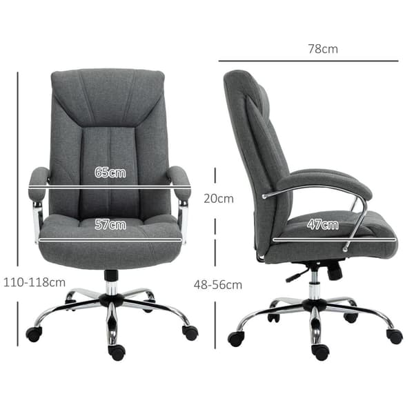 Toimistotuoli Ergonominen Kääntötuoli Keinutoiminnolla, Pehmustettu Käsinoja, Niskatuki, Harmaa, 65X78X110-120Cm