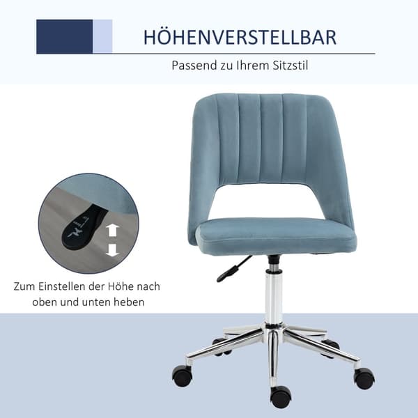 Kontorstol Drejestol Skrivebordsstol Højdejusterbar 360° Roterbar Kammusling Design Foam Velvet Polyester