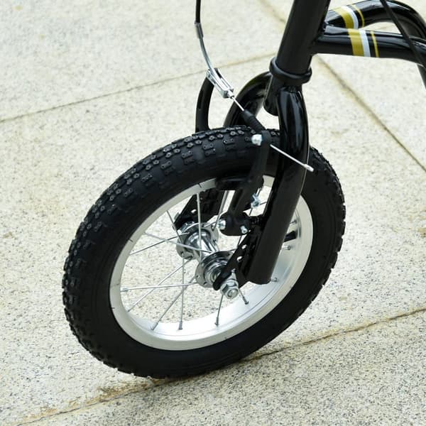 Børnescooter Fra 5 År Scooter Børnescooter City Scooter Luftdæk 12 Tommer Gummi Aluminium Sort 120X58X85-95Cm