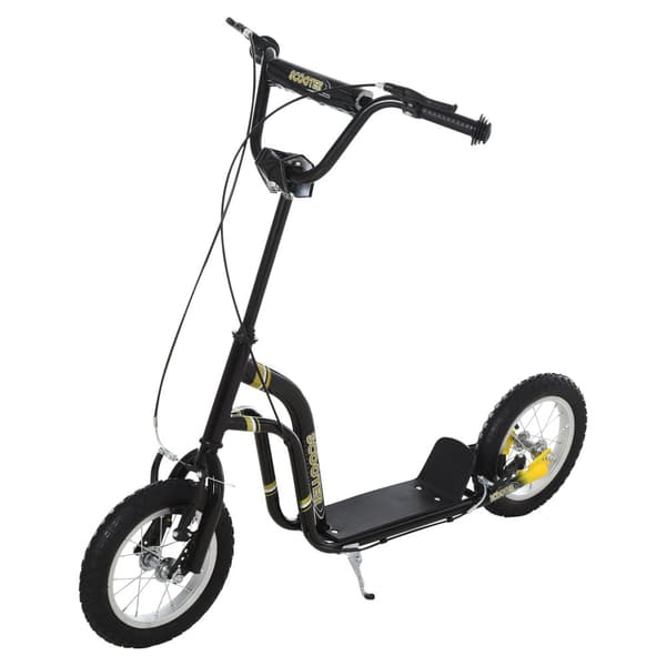 Barnescooter Fra 5 År Scooter Barnescooter Byscooter Pneumatiske Dekk 12 Tommers Gummi Aluminium Svart 120X58X85-95Cm