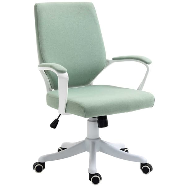 Kontorstol Skrivebordsstol Med Vippefunksjon Ryggstøtte Tykt Polstret Ergonomiske 360° Svingbare Hjul Polyester Grønn + Hvit 62X69X92-100 Cm