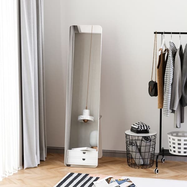 Stående Speil, Speil I Full Lengde Med Sammenleggbar Ramme, Sminkespeil, Frittstående Eller Veggmontert, Stabilt For Stue, Garderobe