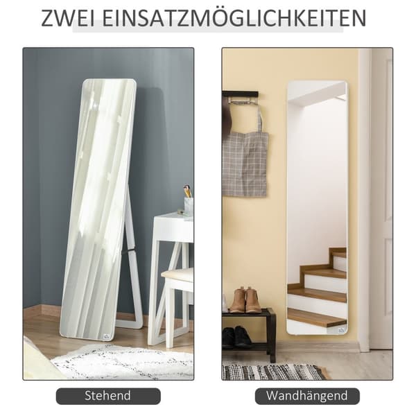 Stående Speil, Speil I Full Lengde Med Sammenleggbar Ramme, Sminkespeil, Frittstående Eller Veggmontert, Stabilt For Stue, Garderobe