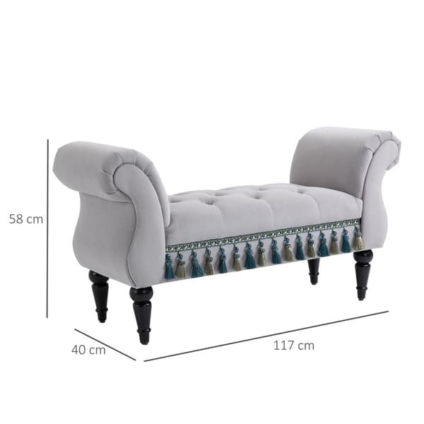 Penkki Elegant Sängyn Jakkara Pehmustettu Penkki Jakkara Penkki Puinen Penkki Polyesterista Ja Kumista Harmaa 117 X 40 X 58 Cm