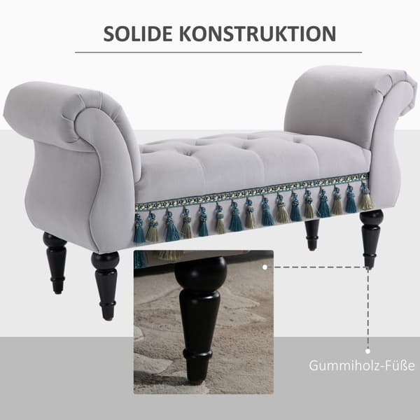 Penkki Elegant Sängyn Jakkara Pehmustettu Penkki Jakkara Penkki Puinen Penkki Polyesterista Ja Kumista Harmaa 117 X 40 X 58 Cm