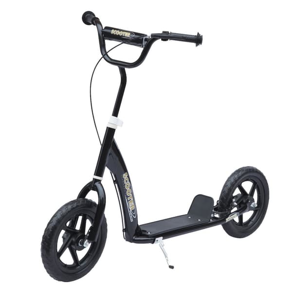 Barnescooter Sparkesykkel 12 Tommer Med Bakbrems, Høydejusterbar Sparkesykkel, Sparkesykkel I Svart, Stål Og Eva