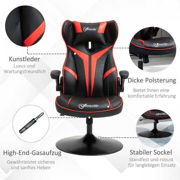 Gaming Chair Ergonomisk Computerstol Med Vippefunktion, Stål, Sort & Rød, 67X75X106-112Cm