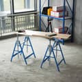 Miniatyrbilde 3 av 10: 2 X Stillasbukk, Sammenleggbar Bukk, Høydejusterbar Opptil 200 Kg, Stål, Blå, 68X58X80-130Cm