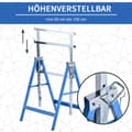 Miniatyrbilde 5 av 10: 2 X Stillasbukk, Sammenleggbar Bukk, Høydejusterbar Opptil 200 Kg, Stål, Blå, 68X58X80-130Cm