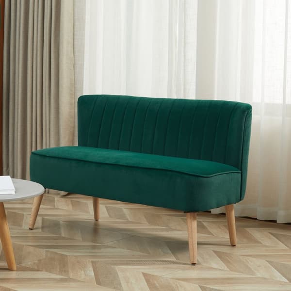 2-Seters Lounge Sofa 2-Seters Sofa Tre Fløyelslignende Polysterskum Mørkegrønn 117 X 56,5 X 77 Cm