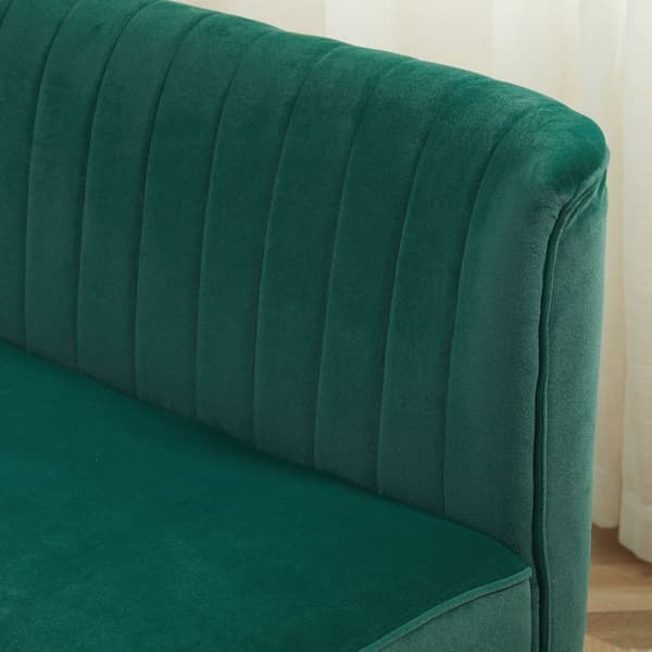2-Seters Lounge Sofa 2-Seters Sofa Tre Fløyelslignende Polysterskum Mørkegrønn 117 X 56,5 X 77 Cm