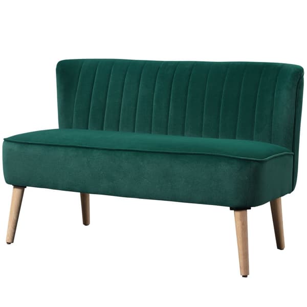 2-Seters Lounge Sofa 2-Seters Sofa Tre Fløyelslignende Polysterskum Mørkegrønn 117 X 56,5 X 77 Cm