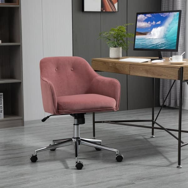 Kontorstol Skrivebordsstol Med Vippefunksjon, Høydejusterbar, Fløyelstouch, Rød, 61X59X80,5-90,5Cm