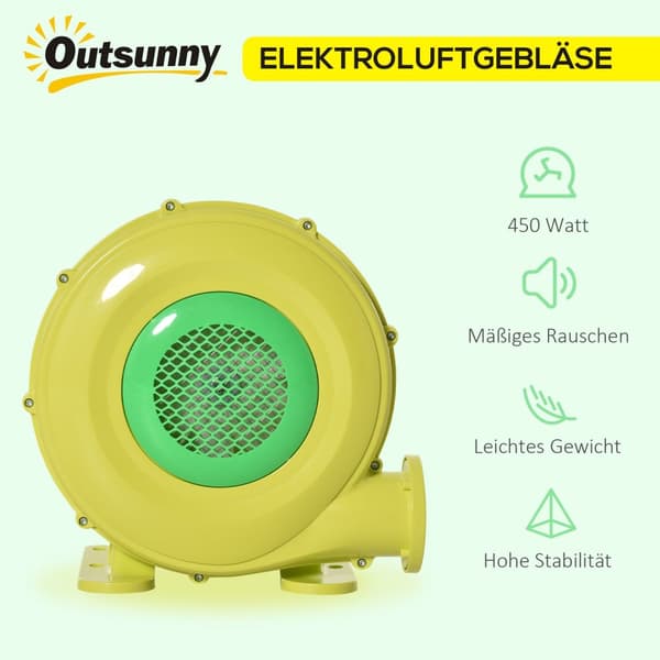 450W Elektrisk Luftpumpe Hoppeslott Blåserpumpe Viftehåndtak Kontinuerlig Blåser Oppblåsbare Leker Abs