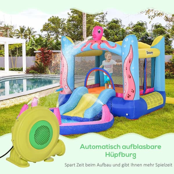 450W Elektrisk Luftpumpe Hoppeslott Blåserpumpe Viftehåndtak Kontinuerlig Blåser Oppblåsbare Leker Abs