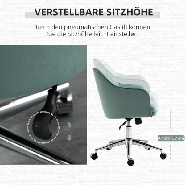 Toimistotuoli Ergonominen Pöytätuoli Keinutoiminnolla, Korkeussäädettävä, Velvet Touch, Vihreä