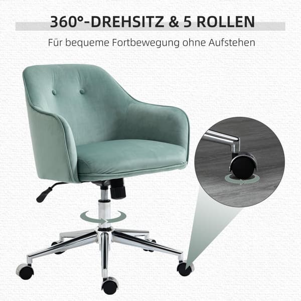Toimistotuoli Ergonominen Pöytätuoli Keinutoiminnolla, Korkeussäädettävä, Velvet Touch, Vihreä