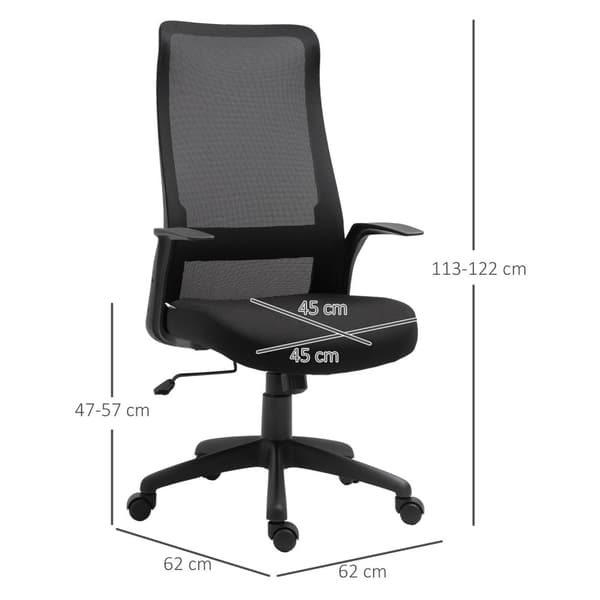 Kontorstol Svingstol Skrivebordsstol Høydejusterbar Ergonomisk 360° Svingbare Hjul Kontorskum Nylon Svart