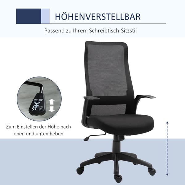 Kontorstol Svingstol Skrivebordsstol Høydejusterbar Ergonomisk 360° Svingbare Hjul Kontorskum Nylon Svart