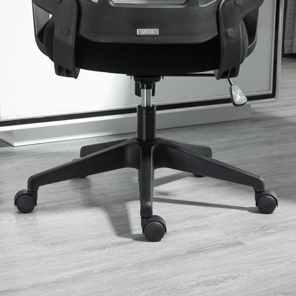 Kontorstol Svingstol Skrivebordsstol Høydejusterbar Ergonomisk 360° Svingbare Hjul Kontorskum Nylon Svart