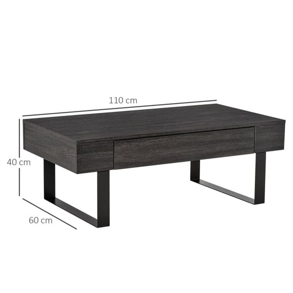 Sofabord Sidebord Med Skuffe & Hylder, Robust Stålstel, Nem Montering, Sofabord