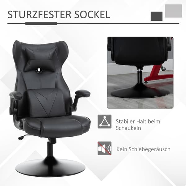 Kontorstol, Skrivebordsstol, Spillestol, Ergonomisk Med Vippefunksjon, Høydejusterbart Polstret Sete, Svart