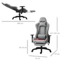 Pikkukuva 4 / 10: Työtuoli Tietokonetuoli Kääntyvä Tuoli Ergonominen Irrotettava Pää Ja Ristiselän Tyyny Keinutoiminto Harmaa 73X57X127-135 Cm