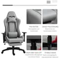 Pikkukuva 5 / 10: Työtuoli Tietokonetuoli Kääntyvä Tuoli Ergonominen Irrotettava Pää Ja Ristiselän Tyyny Keinutoiminto Harmaa 73X57X127-135 Cm