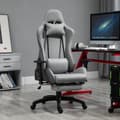 Pikkukuva 2 / 10: Työtuoli Tietokonetuoli Kääntyvä Tuoli Ergonominen Irrotettava Pää Ja Ristiselän Tyyny Keinutoiminto Harmaa 73X57X127-135 Cm