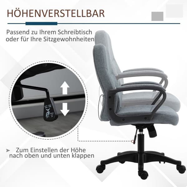 Direktørstol Kontorstol Med Massasjefunksjon, Høydejusterbar, Ergonomisk Design, Usb-Grensesnitt