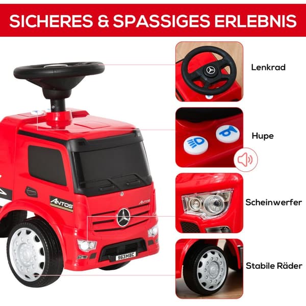 Lasten Ajettava Auto Mercedes Antos -Kuorma-Automallista Valolla Lapsille 12-36 Kk Punainen + Musta 62,5X28,5X45Cm