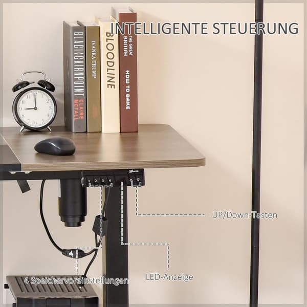 Elektrisk Skrivebordsbordramme Med Motor, Datamaskinbord, Høydejusterbar, Stående Skrivebord, Natur + Svart, 140X70X72-116Cm