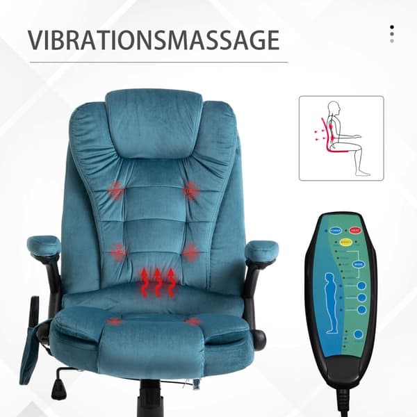 Hierontatuoli, Hierontatoiminnolla Varustettu Johtajatuoli, Korkeussäädettävä Kääntötuoli, Ergonominen Pelituoli, Työtuoli, Sininen, 67 X 74 X 107-116