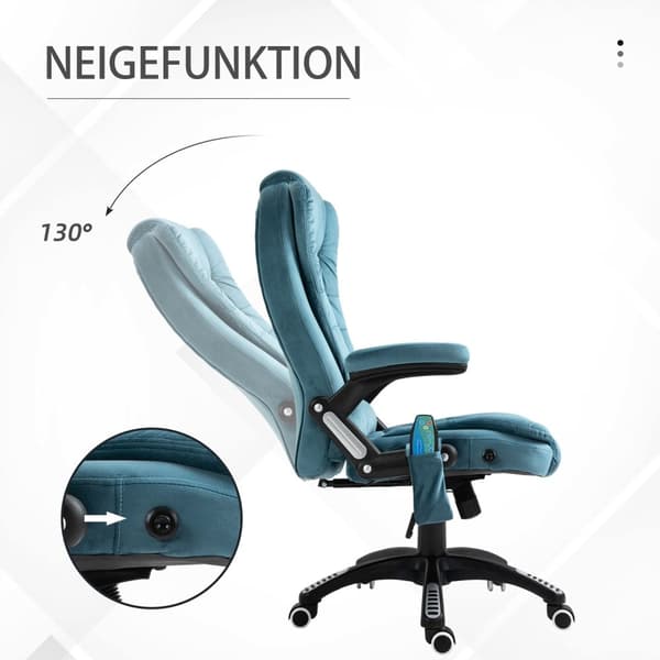 Hierontatuoli, Hierontatoiminnolla Varustettu Johtajatuoli, Korkeussäädettävä Kääntötuoli, Ergonominen Pelituoli, Työtuoli, Sininen, 67 X 74 X 107-116