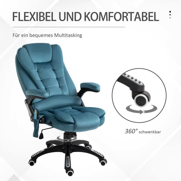 Hierontatuoli, Hierontatoiminnolla Varustettu Johtajatuoli, Korkeussäädettävä Kääntötuoli, Ergonominen Pelituoli, Työtuoli, Sininen, 67 X 74 X 107-116
