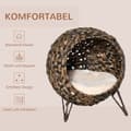 Miniatyrbilde 6 av 9: Rattan Katt Sengepute Hevede Føtter Katt Soveplass Brun Ø52X58Cm