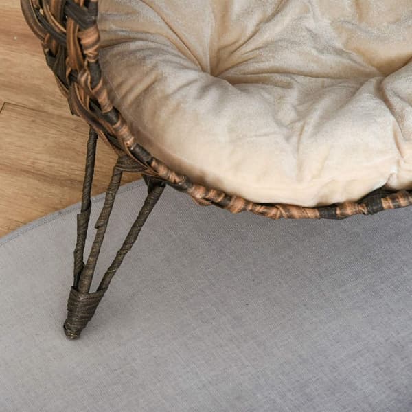 Rattan Katt Sengepute Hevede Føtter Katt Soveplass Brun Ø52X58Cm