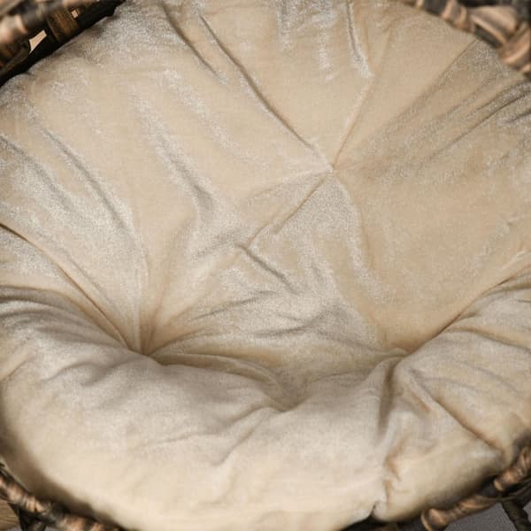 Rattan Katt Sengepute Hevede Føtter Katt Soveplass Brun Ø52X58Cm