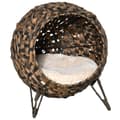 Miniatyrbilde 1 av 9: Rattan Katt Sengepute Hevede Føtter Katt Soveplass Brun Ø52X58Cm